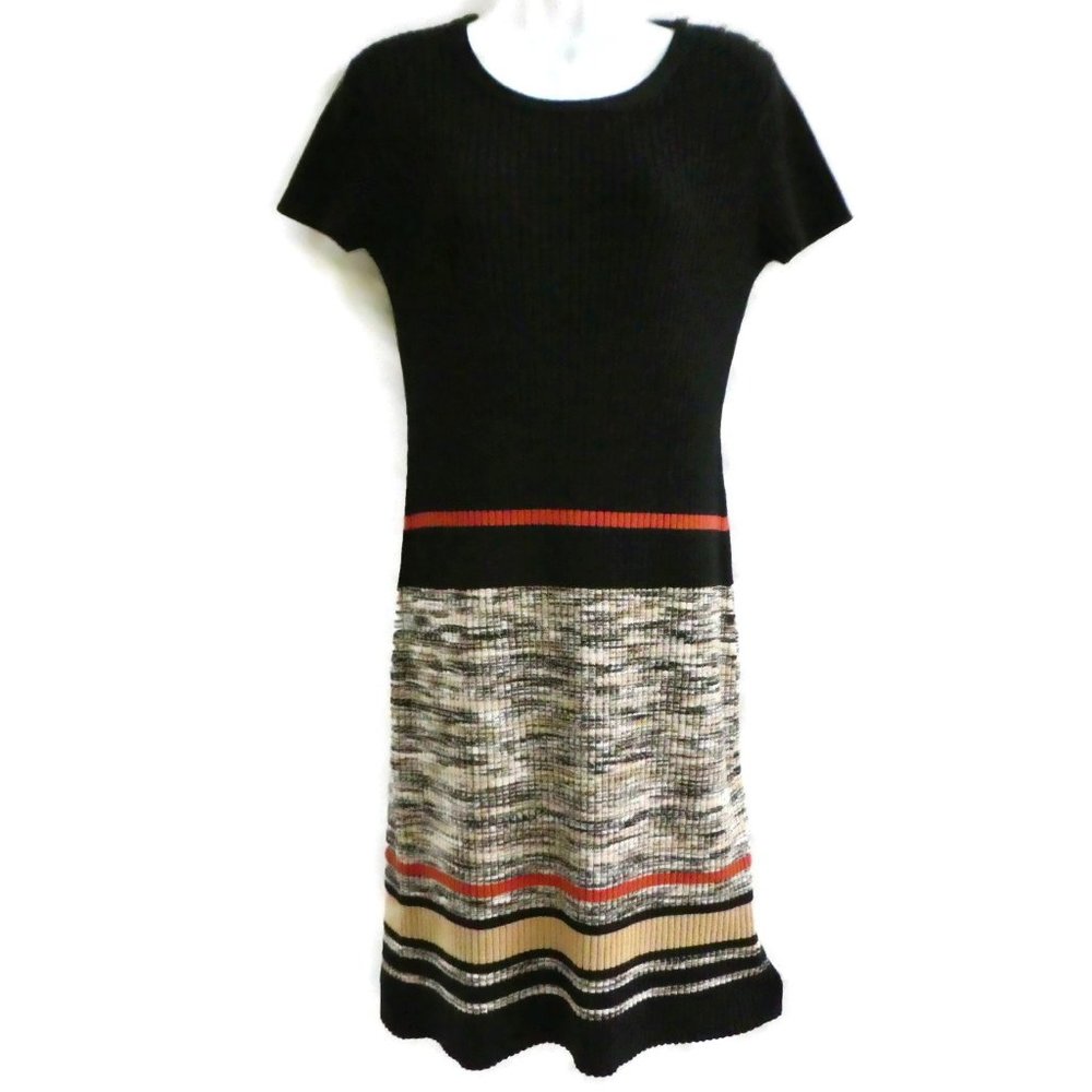 Worth Dress Sweater Bodycon Scoop Neck Short Sleeves Ribbed Knit Stretchy S